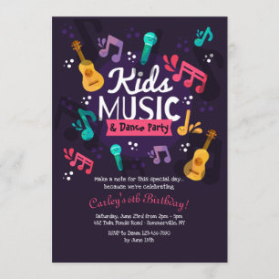 Kids Music and Dance Party Invitation