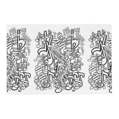Kids Music Notes Activity Coloring  Placemat