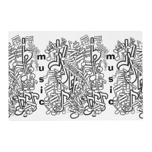 Kids Music Notes Activity Coloring  Placemat