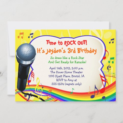 Kids Music / Singing / Karaoke Colorful Invitation