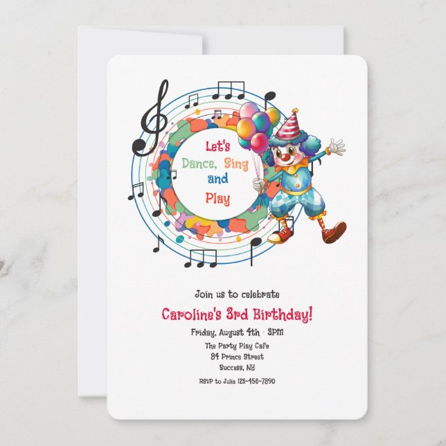 Kid's Musical Birthday Party Invitation (Front)