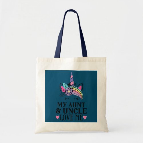 Kids My Aunt and Uncle Love Me Girls Unicorn Tote Bag