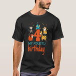 Kids My Fourth Birthday Boy Wild Animal Birthday I T-Shirt