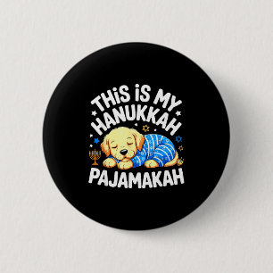 Kids My Hanukkah Pajamas Pajamakah Puppy Hanukkah  Button