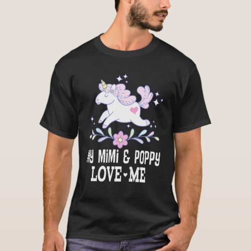 Kids My Mimi And Poppy Love Me Grandchild Unicorn T_Shirt