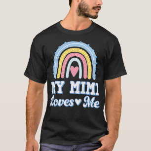 Kids My Mimi Loves Me Grandchild Retro Rainbow  T-Shirt