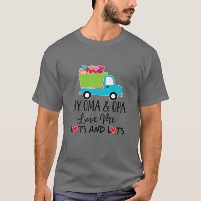 Kids My Oma And Opa Love Me Grandson Truck T-Shirt (Front)
