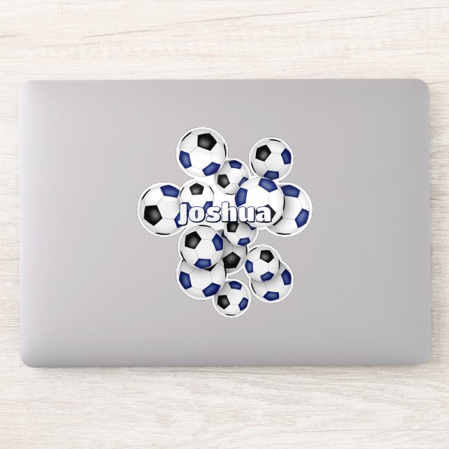 kids name blue black soccer balls sticker (Computer)