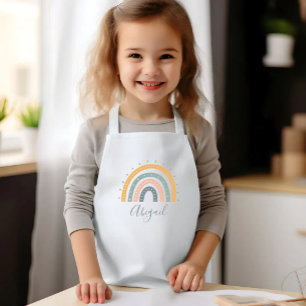 Kids Name Boho Pastel Earth Tones Kids' Apron