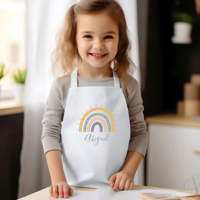 Kids Name Boho Pastel Earth Tones Kids' Apron (Creator Uploaded)