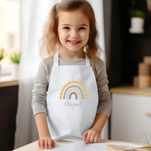 Kids Name Boho Pastel Earth Tones Kids' Apron