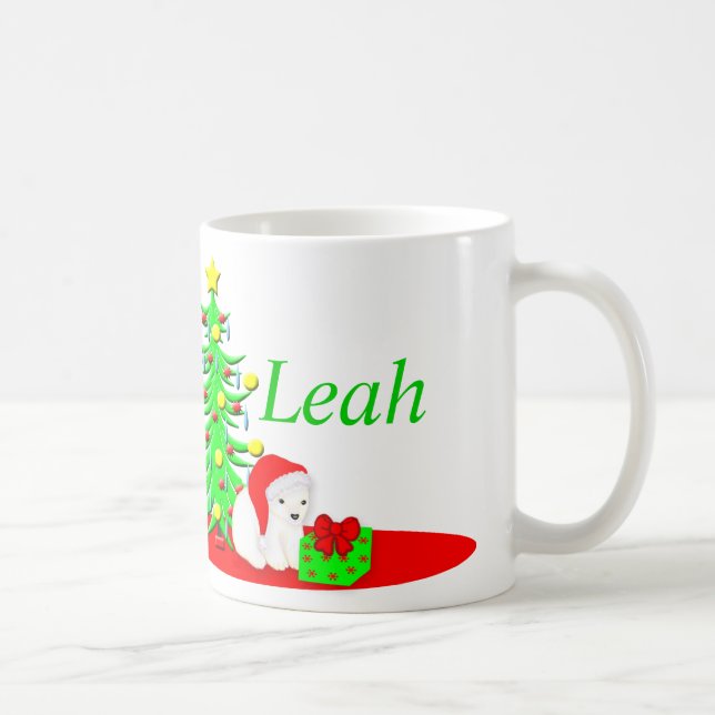 Kids Name Christmas Mug with Polar Bear Santa (Right)