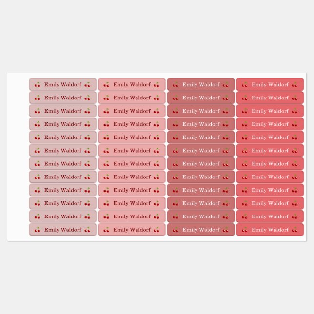 Kids' Name Clothing School Labels with Cherry (Sheet)