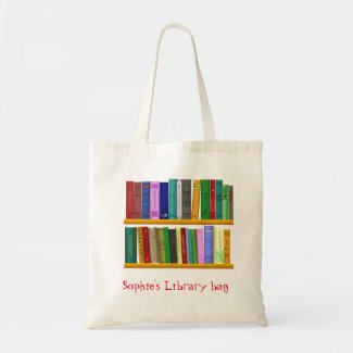 Kid's name cute book library bag