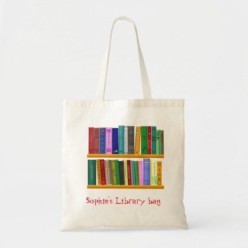 Kids name cute book library bag