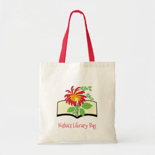 Kid's name cute flower book library bag