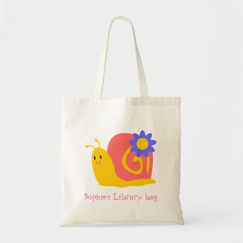 Kids name cute snails book library bag