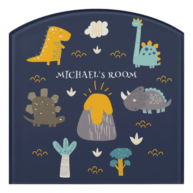 Kid's Name Dinosaurs  Door Sign (Contour Front)