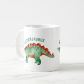 Kids Name Funny Watercolor Dinosaur  Coffee Mug (Front Left)