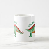 Kids Name Funny Watercolor Dinosaur  Coffee Mug (Center)