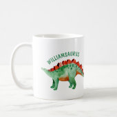 Kids Name Funny Watercolor Dinosaur  Coffee Mug (Left)