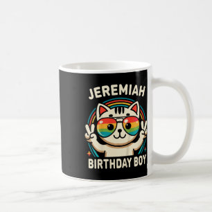 Kids Name Jeremiah Birthday Boy Cat  Coffee Mug