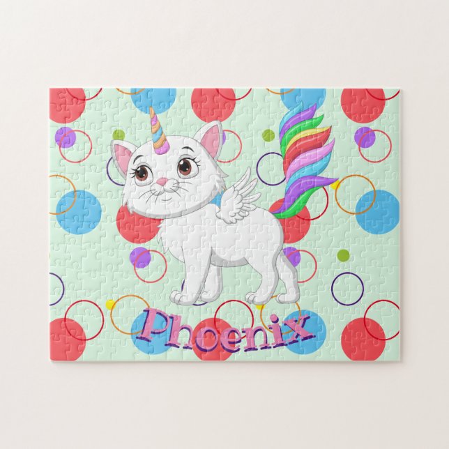 Kids Name Kitty Unicorn Puzzle Learning Activity (Horizontal)