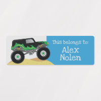 Small Monster Truck Kids Name Labels