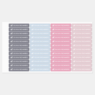 Kid's Name Labels Pink Unicorn Waterproof Label