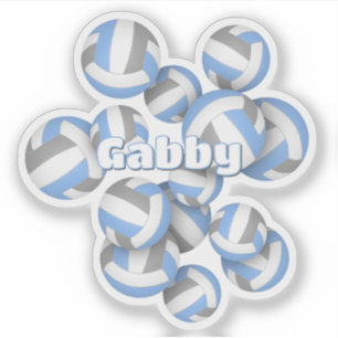 kids name light blue gray team colors volleyballs sticker