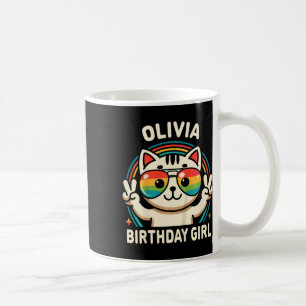 Kids Name Olivia Birthday Girl Cat Coffee Mug