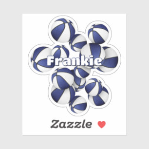 kids name on blue white team colors basketballs sticker