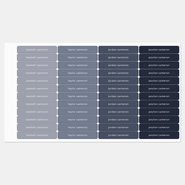 Kids Name on Gray Adhesive Labels (Sheet)