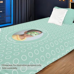 Kids Name Photo Green Duvet Cover