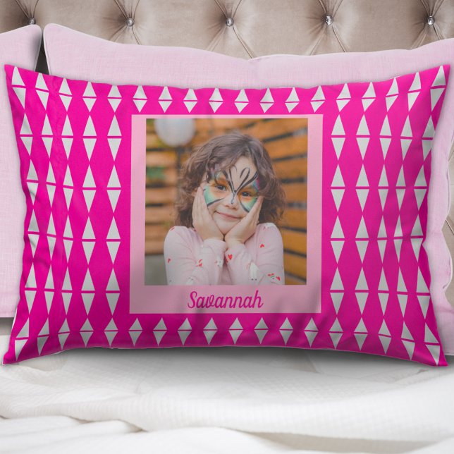 Kids Name Photo Pink Personalized  Pillow Case (Creator Uploaded)