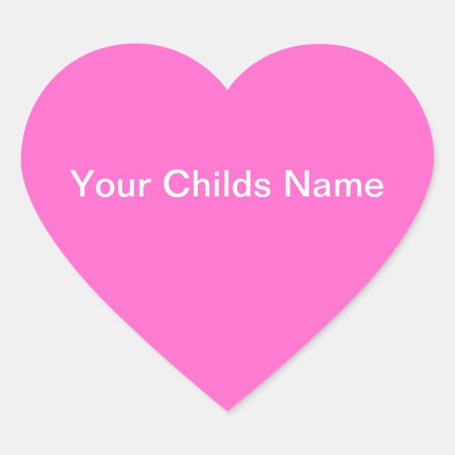 Kids Name Sticker Heart Personalized Pink White (Front)
