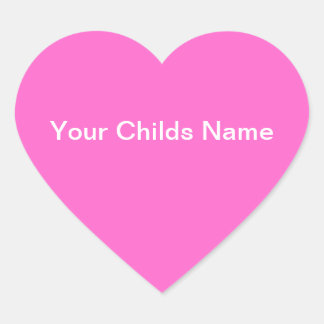 Kids Name Sticker Heart Personalized Pink White