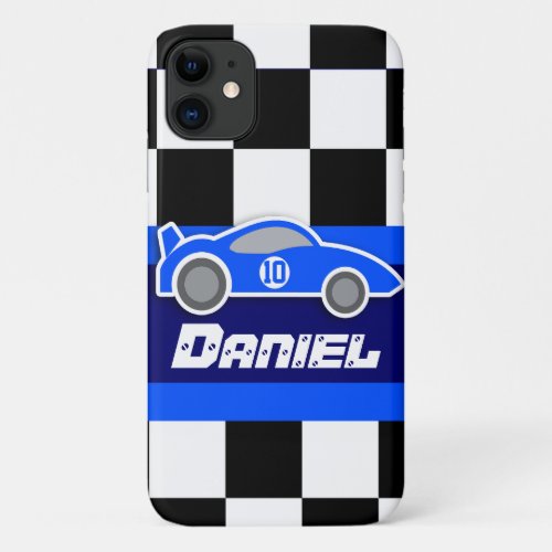 kids named blue sports car autosports iPhone 11 case