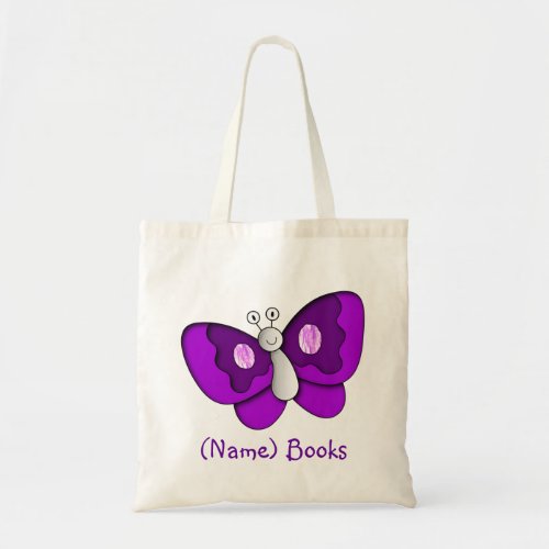 Kids named id butterfly book tote bag