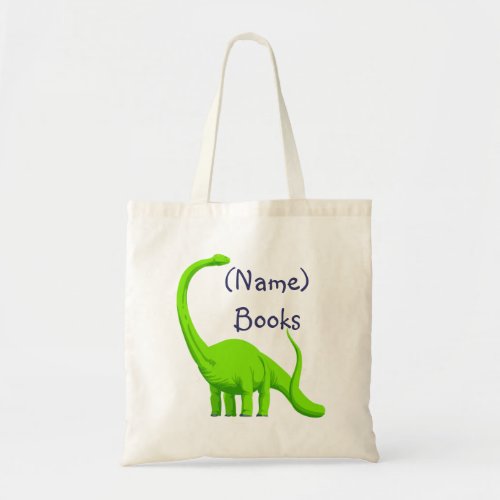Kids named id green dinosaur book tote bag