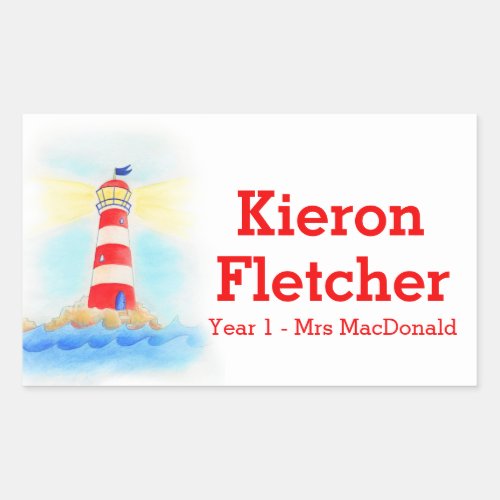 Kids named ID lighthouse stickers