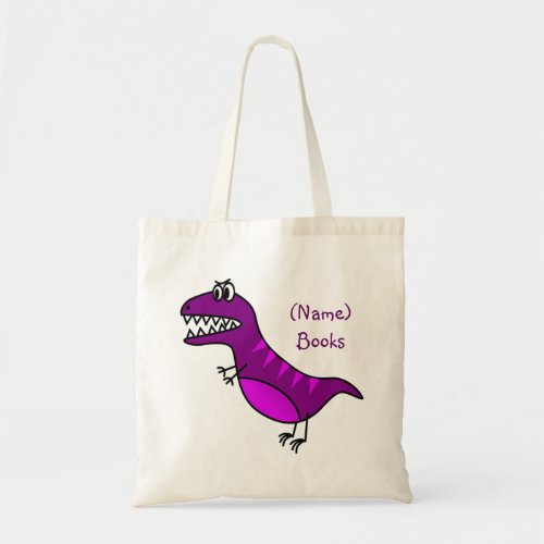 Kids named id purple dinosaur book tote bag