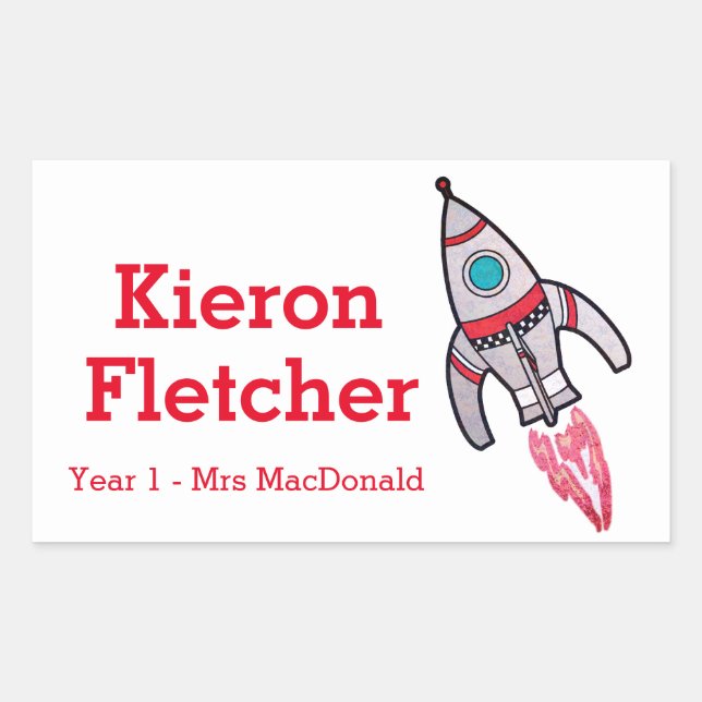 Kids named ID rocket stickers (Front)