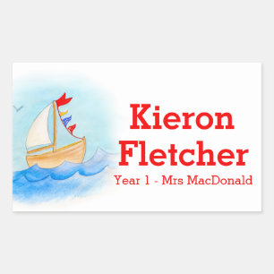 Kids named ID sailing boat stickers