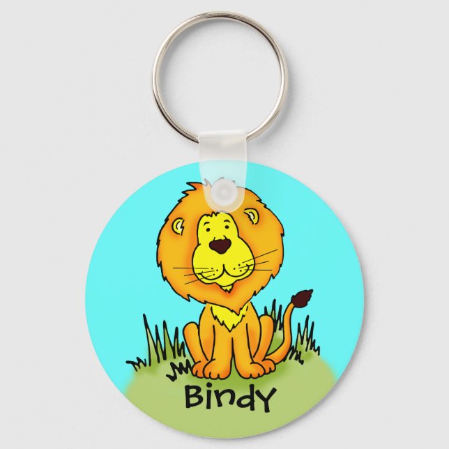 Kids named lion keychain aqua sky (Front)