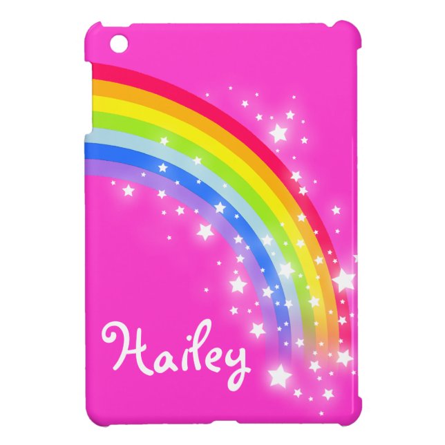 Kids named rainbow bright pink ipad mini cover (Back)