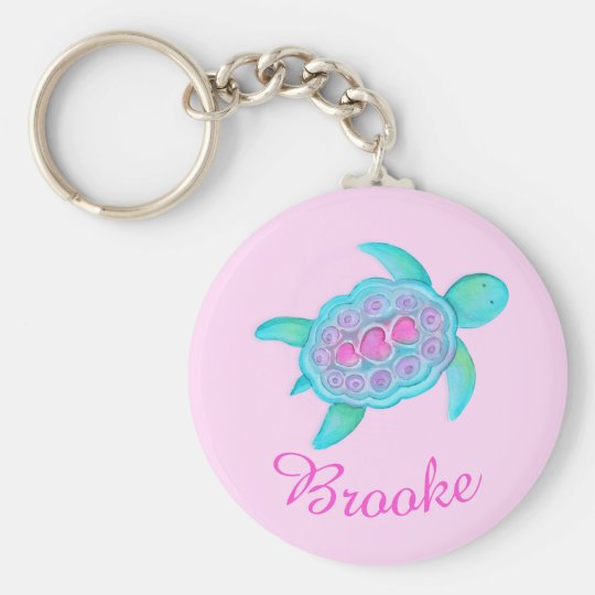 Kids named turtle whimsical art keychain | Zazzle.com