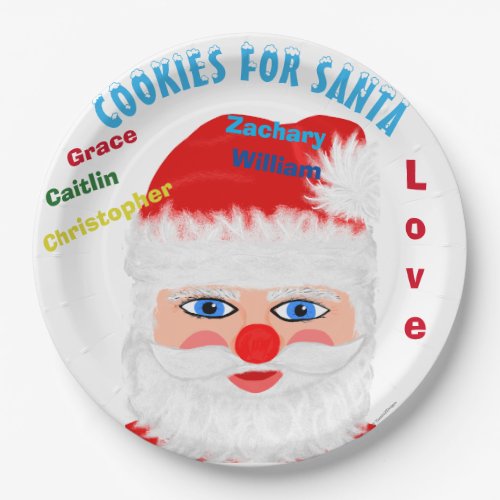 Kids Names Cookies for Santa Paper Plates