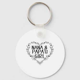 Kids Nana & Papas Girl Floral Heart To Grandda Keychain