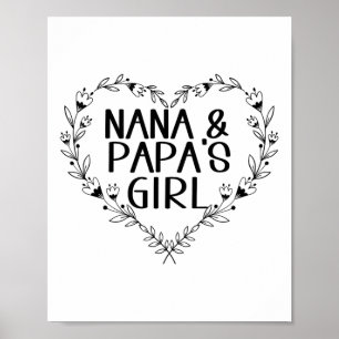 Kids Nana & Papas Girl Floral Heart To Grandda Poster
